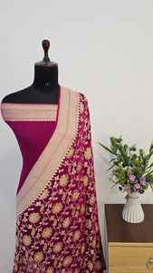 Chiffon Georgette Banarasi Khaddi 100% Puro de Primera Calidad, Tejido Artesanal Tradicional, Protección Solar, Secado Rápido, Para Todas las Estaciones - Product Image 2