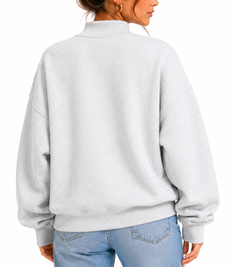 Sweat-shirt surdimensionné à col montant pour femme avec logo personnalisé sur le devant, en polyester et coton French Terry, pull d'hiver décontracté, streetwear - Product Image 6
