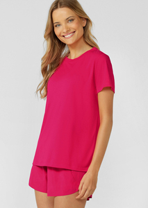 T-shirt décontracté d'été pour femmes, col rond, couleur unie, manches courtes, coupe ajustée confortable, haut tendance - Product Image 6