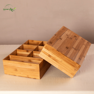Plateau de rangement en bambou multi-compartiments avec un design pliable moderne, portable et durable pour l'organisation des aliments et de la vaisselle - Product Image 3