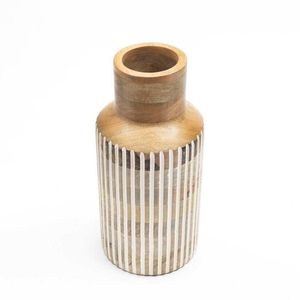 Jarrón de madera tallado a mano, con nervaduras, acabado blanco natural, estilo rústico, para decoración de mesa del hogar, ¡muy vendido! - Product Image 6