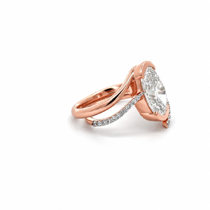 Anillo de Compromiso Solitario Ovalado de 2.5CT, Color E, Claridad VVS1, Oro de 14K, Diamante Cultivado en Laboratorio de 10x8mm, Anillo de Boda Apilable con Banda Cruzada - Product Image 4