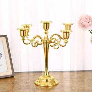 Porte-bougie en aluminium doré de luxe, de haute qualité, moderne, pour mariage, centre de table décoratif pour la maison, à bas prix - Product Image 3