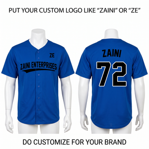 เสื้อเบสบอลยูนิเซ็กซ์ผ้าโพลีเอสเตอร์อินเตอร์ล็อคพรีเมียม 180 GSM สีขาวลายเส้น  โลโก้แบบสั่งทำด้วยเทคนิคฮีททรานเฟอร์ ติดกระดุมด้านหน้า ระบายอากาศได้ดี - Product Image 1