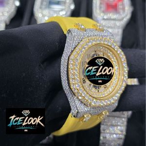สำหรับนาฬิกา LOOK Luxury Rhinestone Sapphire Crystal ขนาด 45 มม. ระบบอนาล็อกโครโนกราฟ สายยางและสแตนเลสสตีล นาฬิกาควอตซ์ผู้ชาย ระบบอัตโนมัติพร้อมวันที่ - Product Image 2