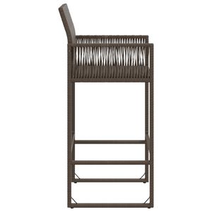 Tabouret de bar de jardin en rotin PE marron avec structure en acier thermolaqué, taille standard - Product Image 6