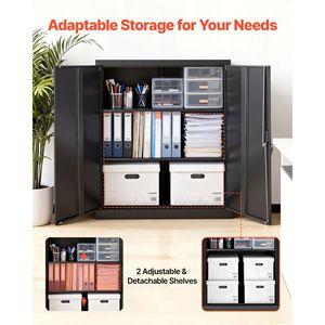 Armadio in Acciaio per Garage 41,7 Pollici, 3 Ripiani, 2 Mensole Regolabili, 2 Porte Magnetiche, 2 Chiavi, Chiudibile a Chiave per Magazzino - Product Image 4