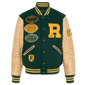 Veste universitaire pour homme de haute qualité en gros, avec broderie de logo personnalisé, patchwork, style streetwear, veste bomber unisexe, manteau Letterman - Product Image 5