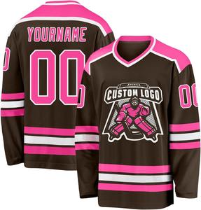Vente en gros de nouveaux maillots de hockey sur glace personnalisés, uniforme d'équipe sublimé, 100% polyester respirant, séchage rapide, logo personnalisé OEM Pakistan - Product Image 5