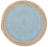 Tapis décoratif en jute naturel tressé à la main avec pompons et cercle ajouré, idéal pour les tapis de sol dans les couloirs d'hôtels et de restaurants
