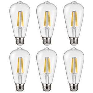 Confezione da 6 Lampadine LED a Filamento Edison Vintage Dimmerabili 7W 800 Lumen 2700K Bianco Caldo ST19 Attacco E26 - Product Image 1