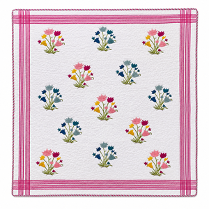Handmade Block Printed Luxury Floral Cotton Quilt King Size <b>Comforter</b> Reversible Bedspread Set 3-Piece All-Season Pillow Covers - Product Image 3