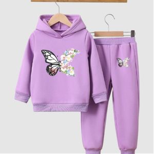 Conjunto Deportivo de Sudadera con Capucha y Pantalones de Forro Polar para Niñas, Transpirable, con Logotipo Frontal, Ropa Deportiva para Niños - Product Image 3