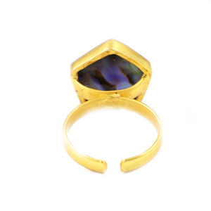 Contemporary Design <b>Abalone</b> <b>Shell</b> Gemstone Fancy Shape 18K Gold Plated Ring Brass Jewellery For Women Rings Wholesale Bulk - Product Image 3