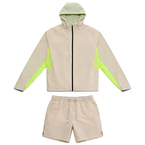 Ensemble coupe-vent et short unisexe kaki imprimé pour l'hiver, idéal pour la randonnée, la course et le camping en extérieur, en softshell 100 % nylon - Product Image 2