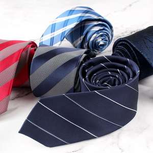 Corbata a Cuadros Estilo Inglés Azul con Diseño Pequeño y Logotipo Personalizado Tejido para Hombre - Product Image 1