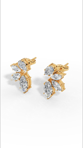 Boucles d'oreilles clous de luxe multi-pierres avec combinaison de pierres taillées en marquise et en poire, or 10K, bijoux fins, fournisseur en gros - Product Image 5