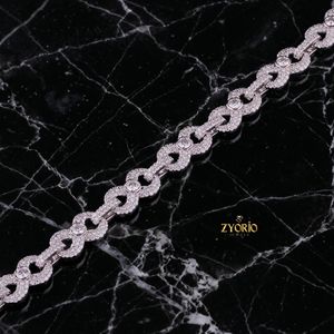 Luxury Iced Out Round Link Chain <b>Necklace</b> for Men and Women Hip Hop Diamond Look <b>Statement</b> Jewelry White Gold Plated Chain - Product Image 3