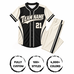 Ensemble d'uniformes de baseball personnalisés pour hommes adultes, manches courtes, 100% polyester, évacuation de l'humidité, impression par sublimation, nom de l'équipe 21 - Product Image 4