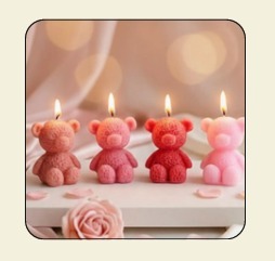 Mini Teddy Modern Art <b>Candle</b> Couple <b>Shape</b> Handmade Paraffin Pillar Indoor Home Decoration Wedding Style Dripless Unscented - Product Image 2