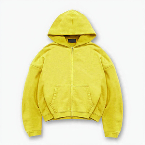 Sudadera con capucha para hombre de alta calidad, corte holgado, con cremallera, estilo oversize, lavado ácido, con logo personalizado, de tejido grueso - Product Image 5