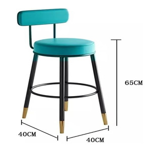 Sillas de Bar Azules, Taburetes Altos de Hierro, Sillas Reclinables de Cuero para el Hogar, Sillas de Bar con Patas Doradas, Sillas de Bar para Cocina - Product Image 2