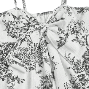 Blusa Peplum sin Mangas con Tirantes Finos y Lazo Frontal, Estampado Floral en Blanco y Negro, Estilo Bohemio para Mujer, Moda Casual de Verano para Fiesta - Product Image 5