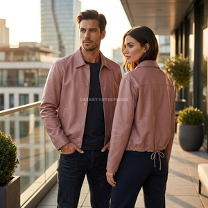 Fabricant de vestes en cuir personnalisées pour hommes, vente en gros, col rabattu lisse, cordon de serrage à l'ourlet, vêtements d'extérieur coupe-vent, veste de coach - Product Image 5