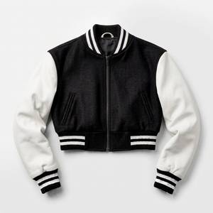 Veste universitaire personnalisée pour femmes, manches en cuir, corps en laine, broderie, vente en gros pour les marques de mode, étiquette privée - Product Image 5