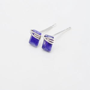 Elevated Minimalist Blue Sapphire <b>Stud</b> Earrings Brass Gemstone Silver Finish Ear <b>Studs</b> Wholesale 2026 Handmade Wearable Art - Product Image 2