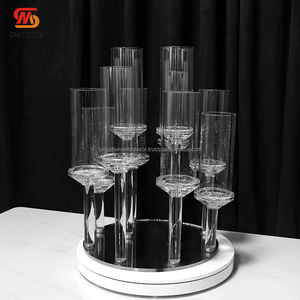 SMOOTH Vente en gros d'usine, chandelier à 6 bras en métal argenté, court, centre de table, mariage - Product Image 6