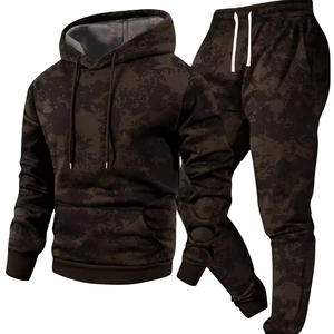 Ensemble sweat à capuche et pantalon de survêtement côtelé pour homme, imprimé tie-dye, tissu polaire hiver 380g, sérigraphié, séchage rapide - Product Image 1