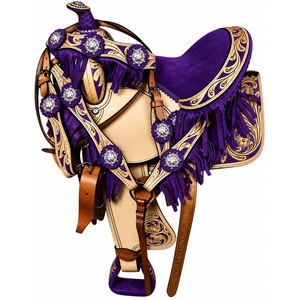 Selle de cheval western en cuir artisanal haut de gamme, équipement d'équitation personnalisé avec décorations florales, conchos et étriers - Product Image 6