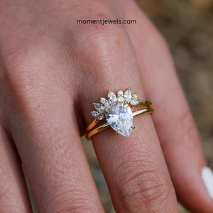 925 Sterling Silver Moissanite <b>Ring</b> Water Droplet <b>Couple</b> <b>Ring</b> Luxury 18K Real Gold Plated PVD Coated Fine Jewelry Women Wedding - Product Image 2