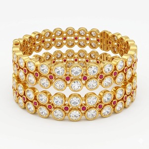 Ethnic Traditional 925 Silver Monzo Bangles Luxury Crystal Stone Designer <b>Kada</b> Set for Women Wedding - Product Image 3