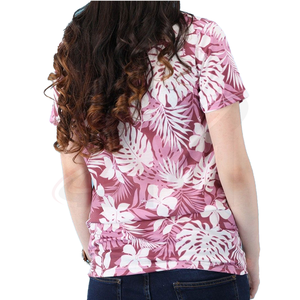 Camiseta de Manga Corta con Cuello Redondo y Estampado Floral Rosa y Blanco, Estilo Casual, Tejido de Punto, para Primavera/Verano, Venta al Por Mayor, Nueva Tendencia - Product Image 2