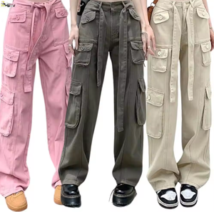 Pantalones Cargo de Cintura Alta para Mujer, Diseño OEM 2026, Pantalones Casuales Holgados, Estilo Vintage con Toques Modernos - Product Image 2