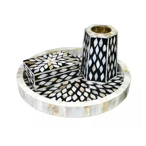 Juego de Incensario con Bandeja y Caja con Incrustaciones de Madreperla, Artesanía Tradicional de Alta Calidad para Ramadán, por Decor World Expo - Product Image 2