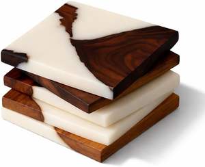 Sous-verre en résine époxy et bois de noyer (Décoration de table moderne pour la maison et le bureau) - Product Image 1