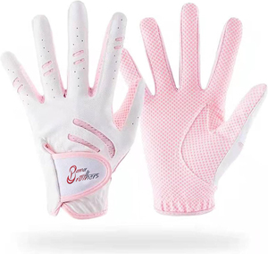Gant de golf élastique et respirant en cuir véritable rose pour femme, fermeture à boucle, sur mesure, lavable, pour sports de plein air - Product Image 5