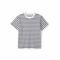 T-shirt basique décontracté pour femme, brodé de haute qualité, à manches courtes, col rond, avec logo rayé, en coton tricoté, coupe ajustée et respirant