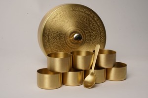 Bold Blossom Designer Engraved Brass Masala <b>Box</b> Set | 100% Handmade Eco-Friendly Durable Spice Organizer Leak Proof Dishwasher - Product Image 3
