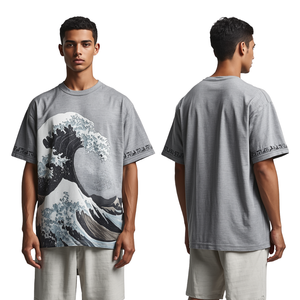 เสื้อยืดทรงหลวมสำหรับผู้ชายรุ่นใหม่ ดีไซน์ไหล่ตก พร้อมลายพิมพ์ Arctic Wave Puff Print สุดเท่ ด้วยสไตล์ลำลองระดับพรีเมียม - Product Image 3