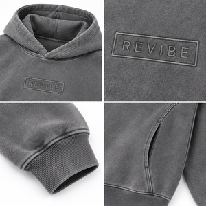 Custom Heavyweight Washed Stone <b>Grey</b> Oversized Hoodie Box <b>Frame</b> Embroidery Men Streetwear OEM Private Label Apparel Manufacturer - Product Image 5