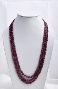 ลูกปัดทับทิมธรรมชาติทรงรีเรียบ 3 เส้น สำหรับทำเครื่องประดับอัญมณีชั้นดี สร้อยคอ - Product Image 5