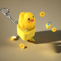 Cartoon Duckling Quack Fidget Keycap Regulator Keyboard Rattle Button Sound Toy with Keychain Decorative Ornament