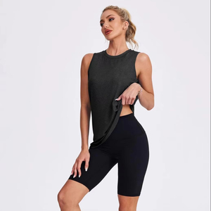 Camiseta sin Mangas para Mujer, Diseño Personalizado, Ligera, Transpirable, Tejido de Canalé, Informal, para Fitness, Yoga, Venta al Por Mayor - Product Image 1