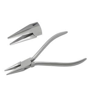 Alicates de punta de cadena de acero inoxidable de 115 mm con mordazas dentadas y acabado mate para fabricación de joyas, abridor de anillas de unión, crimpado, bricolaje, OEM, circlip - Product Image 1