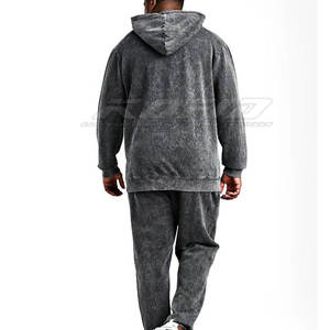 Survêtement décontracté pour homme, style streetwear, avec sweat à capuche et pantalon, effet délavé à l'acide, tendance et moderne, taille S - Product Image 2