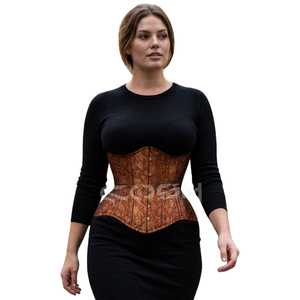 Corsé de brocado marrón con varillas de acero, sexy, moldeador de figura para mujer, estilo underbust - Product Image 1